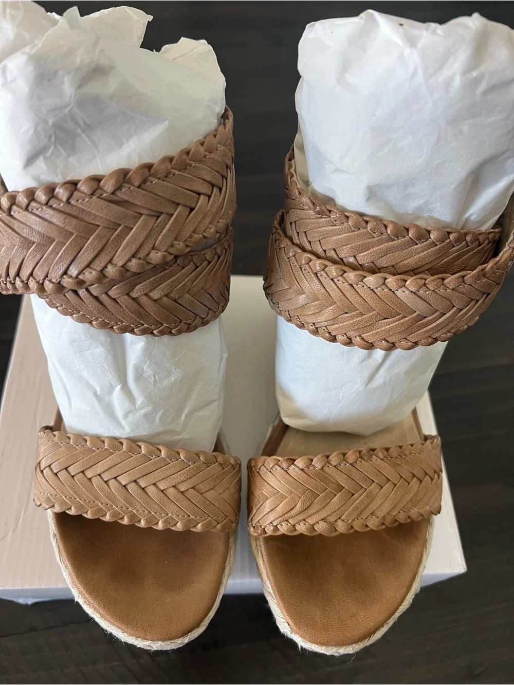 Stuart Weitzman Woven Espadrille Wedge Sandals-sz 7.5 - Picture 3 of 7